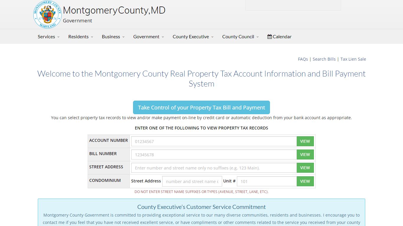 Montgomery County Maryland Real Property Tax - Online Check Payment